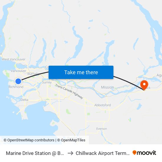 Marine Drive Station @ Bay 1 to Chillwack Airport Terminal map