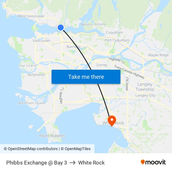 Phibbs Exchange @ Bay 3 to White Rock map