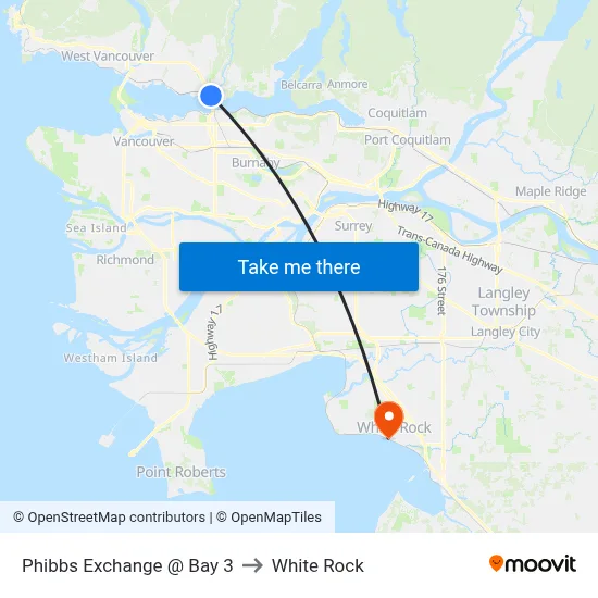 Phibbs Exchange @ Bay 3 to White Rock map