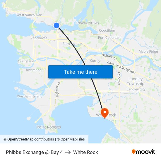 Phibbs Exchange @ Bay 4 to White Rock map