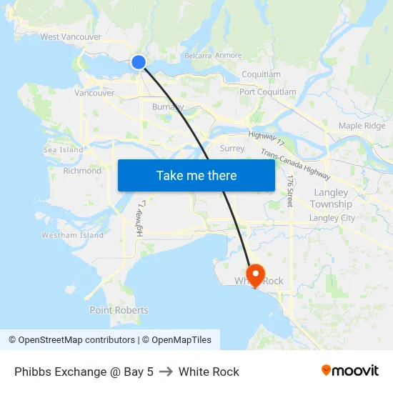 Phibbs Exchange @ Bay 5 to White Rock map