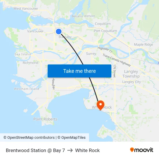 Brentwood Station @ Bay 7 to White Rock map