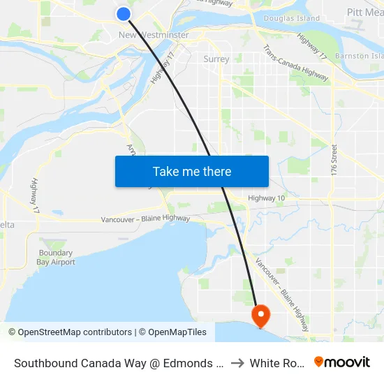 Southbound Canada Way @ Edmonds St to White Rock map