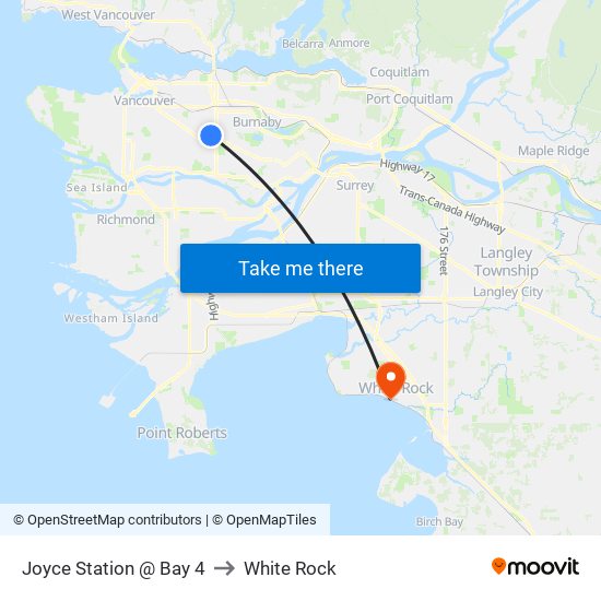 Joyce Station @ Bay 4 to White Rock map