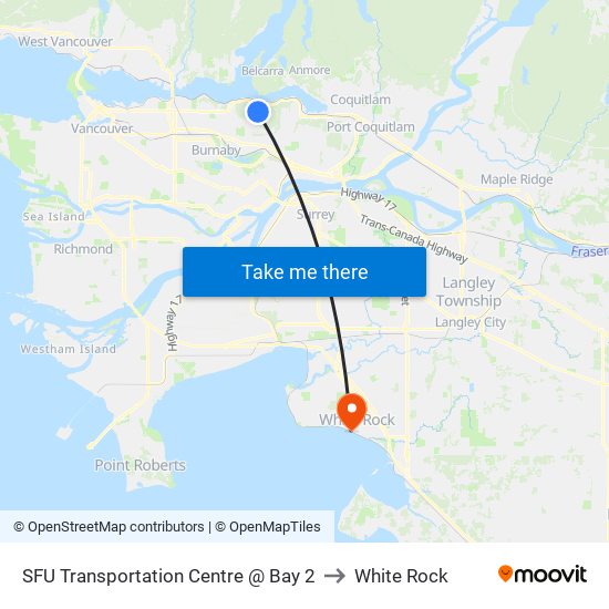 SFU Transportation Centre @ Bay 2 to White Rock map