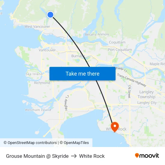 Grouse Mountain @ Skyride to White Rock map