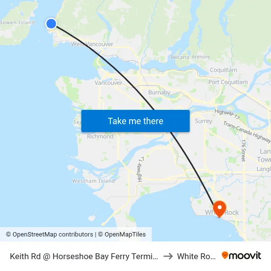 Keith Rd @ Horseshoe Bay Ferry Terminal to White Rock map