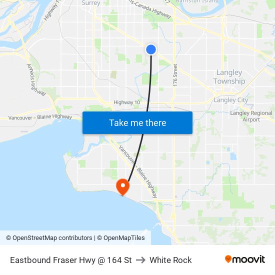 Eastbound Fraser Hwy @ 164 St to White Rock map