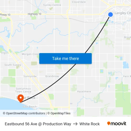 Eastbound 56 Ave @ Production Way to White Rock map