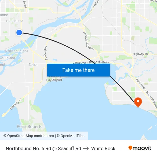Northbound No. 5 Rd @ Seacliff Rd to White Rock map