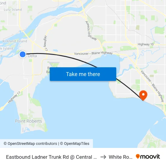 Eastbound Ladner Trunk Rd @ Central Ave to White Rock map
