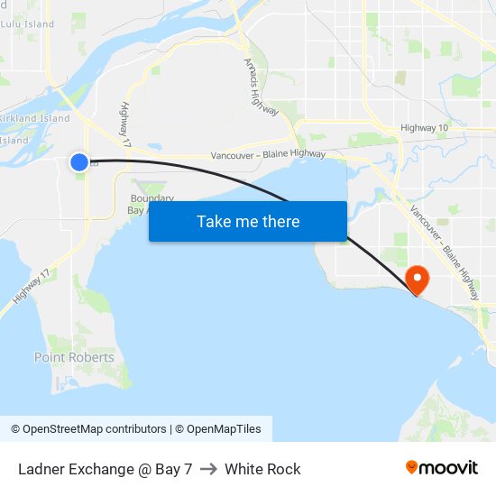 Ladner Exchange @ Bay 7 to White Rock map