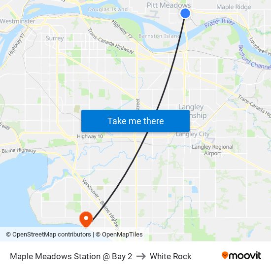 Maple Meadows Station @ Bay 2 to White Rock map