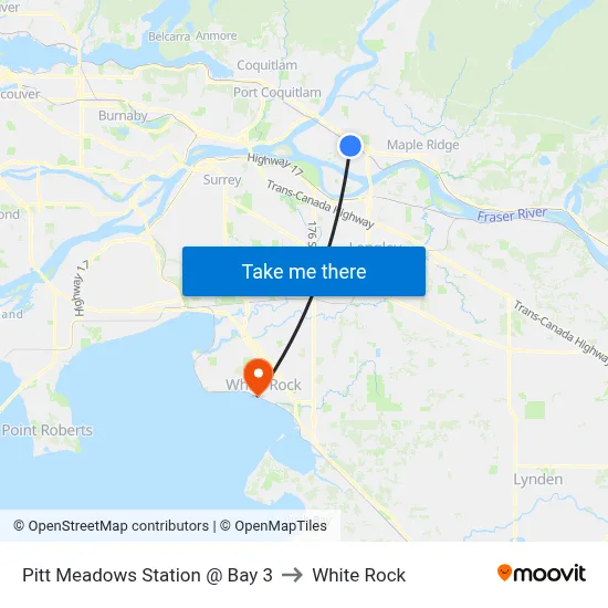Pitt Meadows Station @ Bay 3 to White Rock map