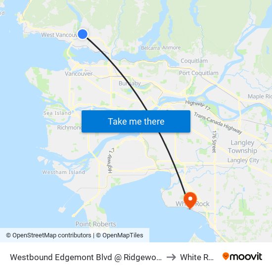 Westbound Edgemont Blvd @ Ridgewood Dr to White Rock map