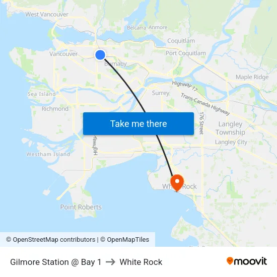 Gilmore Station @ Bay 1 to White Rock map
