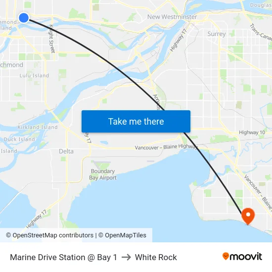 Marine Drive Station @ Bay 1 to White Rock map