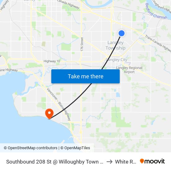 Southbound 208 St @ Willoughby Town Centre Dr to White Rock map