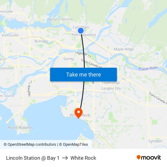 Lincoln Station @ Bay 1 to White Rock map