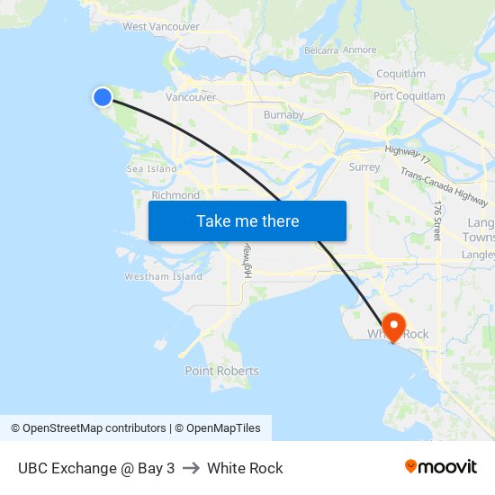 UBC Exchange @ Bay 3 to White Rock map