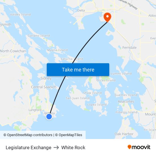 Legislature Exchange to White Rock map