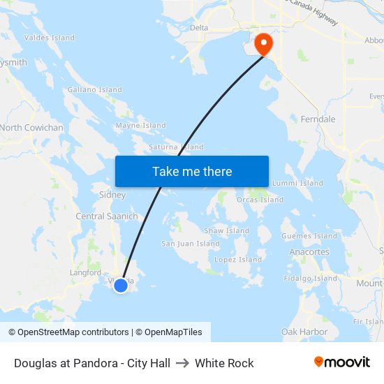 Douglas at Pandora - City Hall to White Rock map