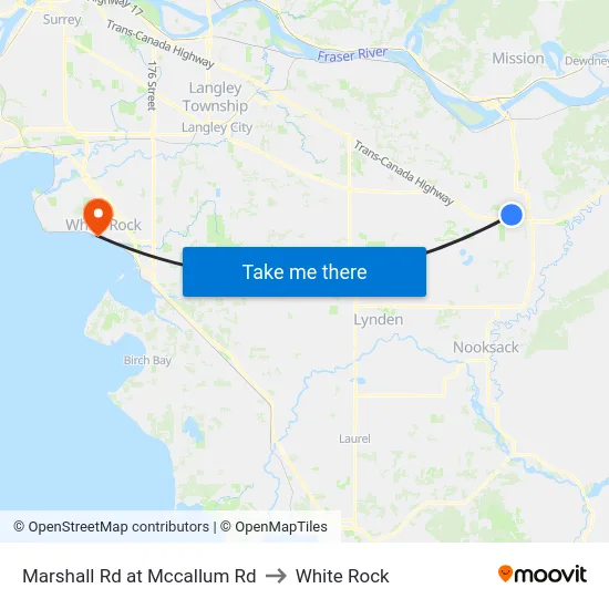 Marshall Rd at Mccallum Rd to White Rock map