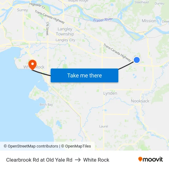 Clearbrook Rd at Old Yale Rd to White Rock map