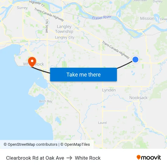 Clearbrook Rd at Oak Ave to White Rock map