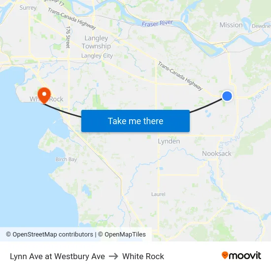 Lynn Ave at Westbury Ave to White Rock map