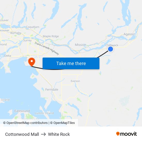 Cottonwood Mall to White Rock map