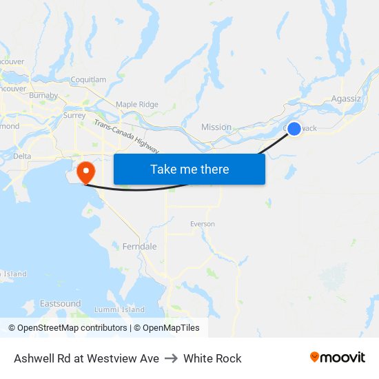 Ashwell Rd at Westview Ave to White Rock map