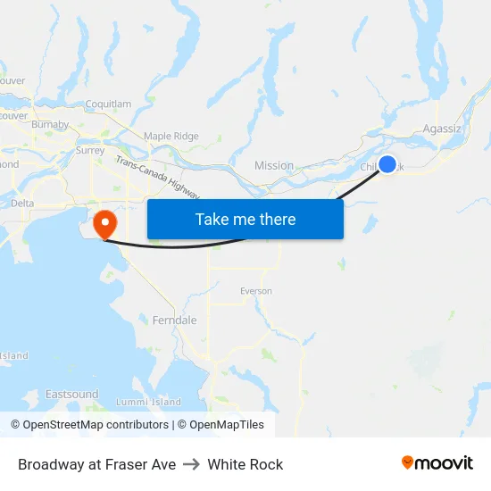Broadway at Fraser Ave to White Rock map