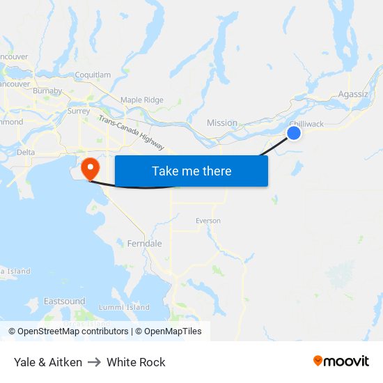 Yale & Aitken to White Rock map