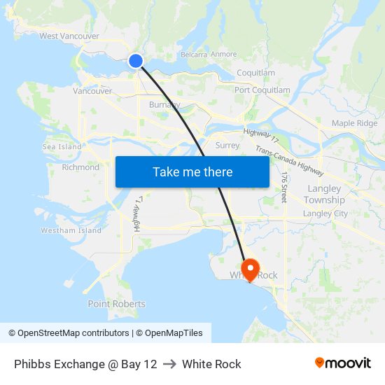 Phibbs Exchange @ Bay 12 to White Rock map