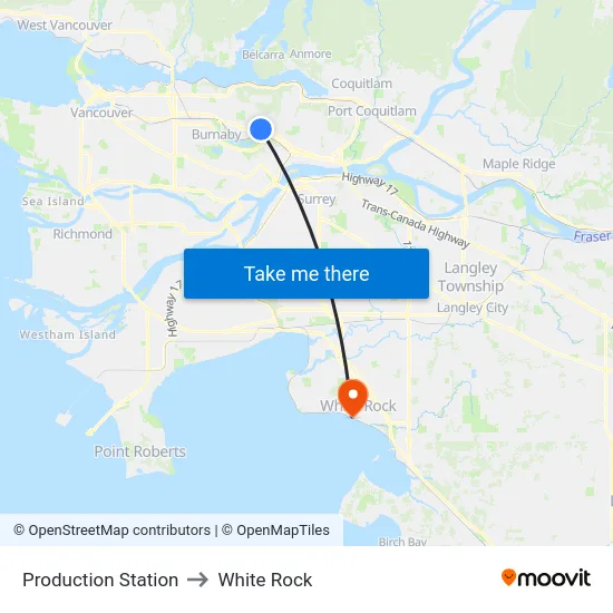Production Station to White Rock map