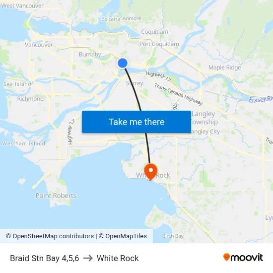 Braid Stn Bay 4,5,6 to White Rock map