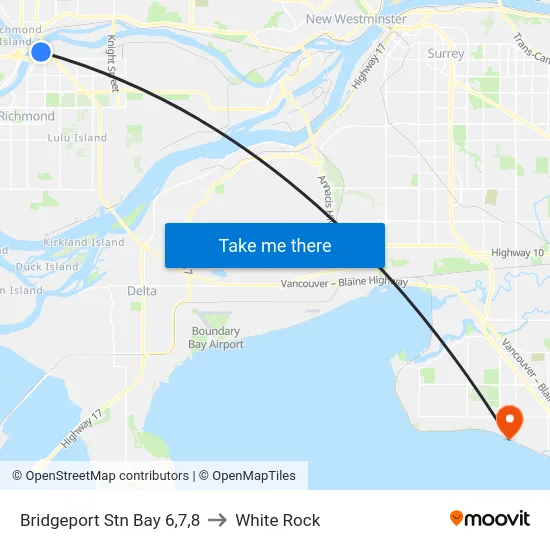 Bridgeport Stn Bay 6,7,8 to White Rock map