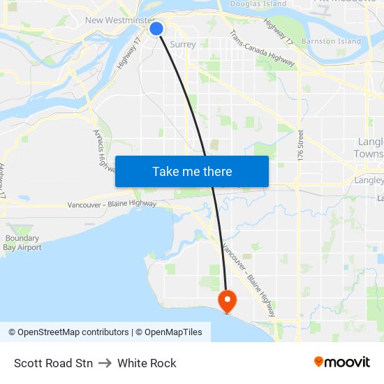 Scott Road Stn to White Rock map