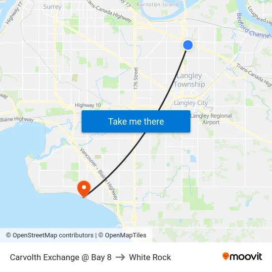 Carvolth Exchange @ Bay 8 to White Rock map