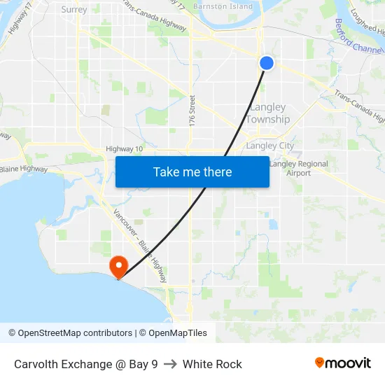 Carvolth Exchange @ Bay 9 to White Rock map