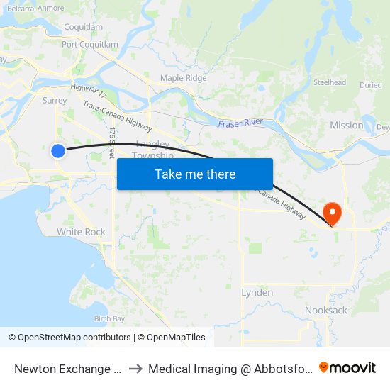 Newton Exchange @ Bay 4 to Medical Imaging @ Abbotsford Hospital map