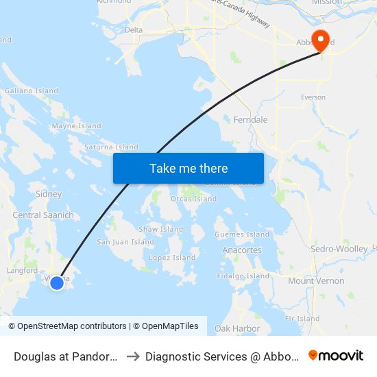 Douglas at Pandora - City Hall to Diagnostic Services @ Abbotsford Hospital map