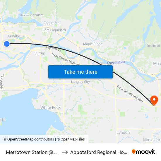 Metrotown Station @ Bay 4 to Abbotsford Regional Hospital map