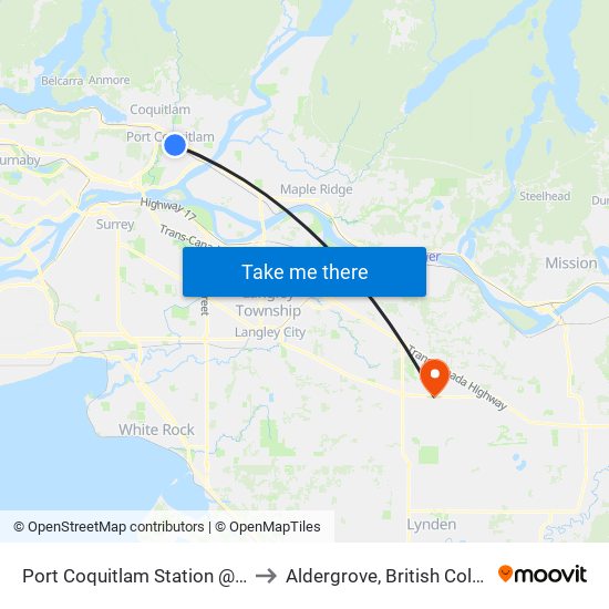 Port Coquitlam Station @ Bay 5 to Aldergrove, British Columbia map