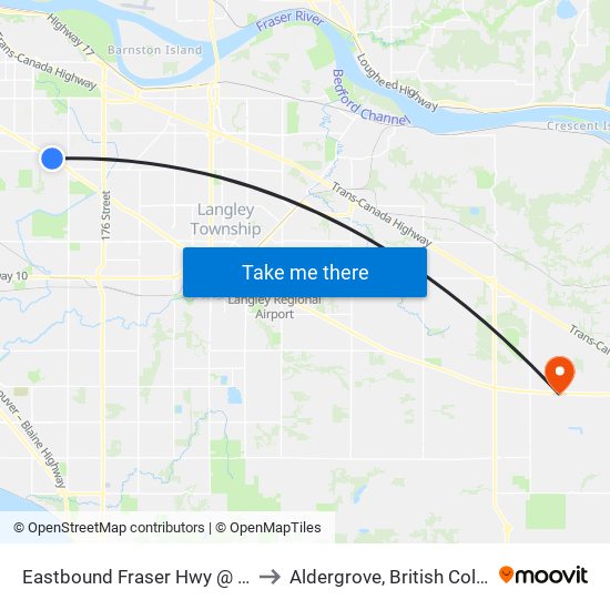 Eastbound Fraser Hwy @ 164 St to Aldergrove, British Columbia map