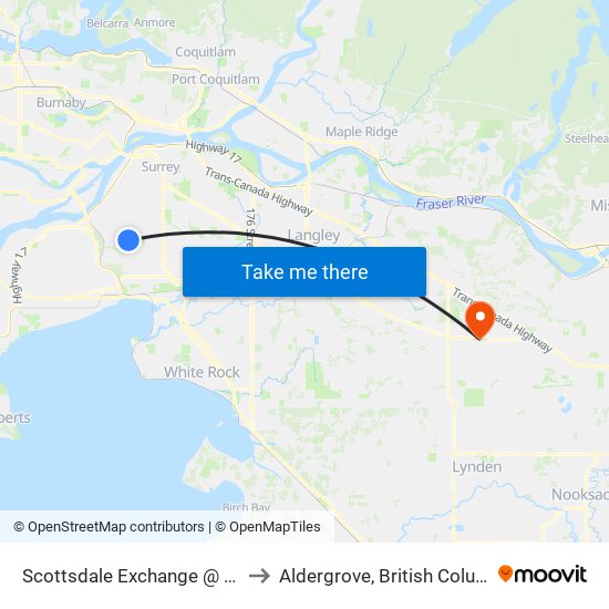 Scottsdale Exchange @ Bay 1 to Aldergrove, British Columbia map
