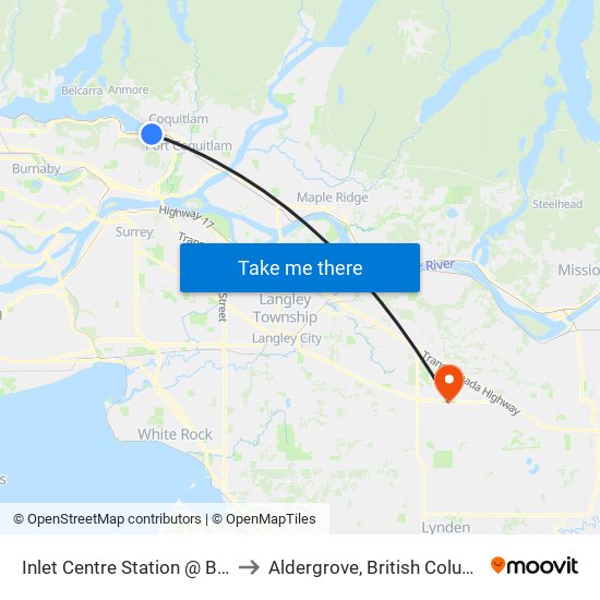 Inlet Centre Station @ Bay 2 to Aldergrove, British Columbia map