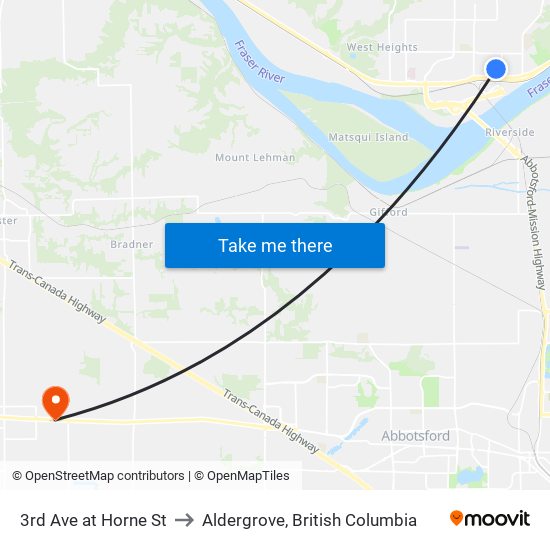 3 Av & Horne to Aldergrove, British Columbia map