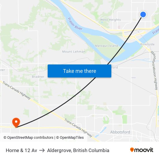 Horne & 12 Av to Aldergrove, British Columbia map